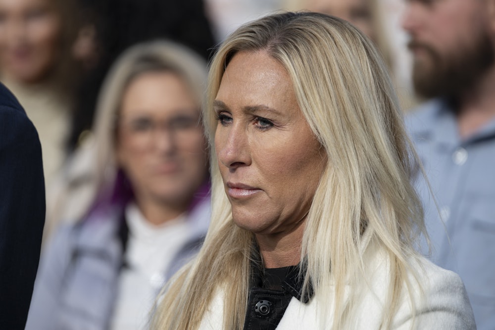 Representative Marjorie Taylor Greene looks pissed off.