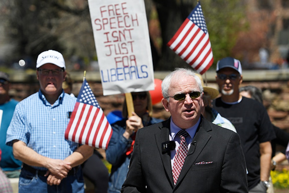 John Eastman announces a lawsuit against University of Colorado, which fired him from his professorship after he was indicted for his role in the January 6, 2021, insurrection attempt at the Capitol.