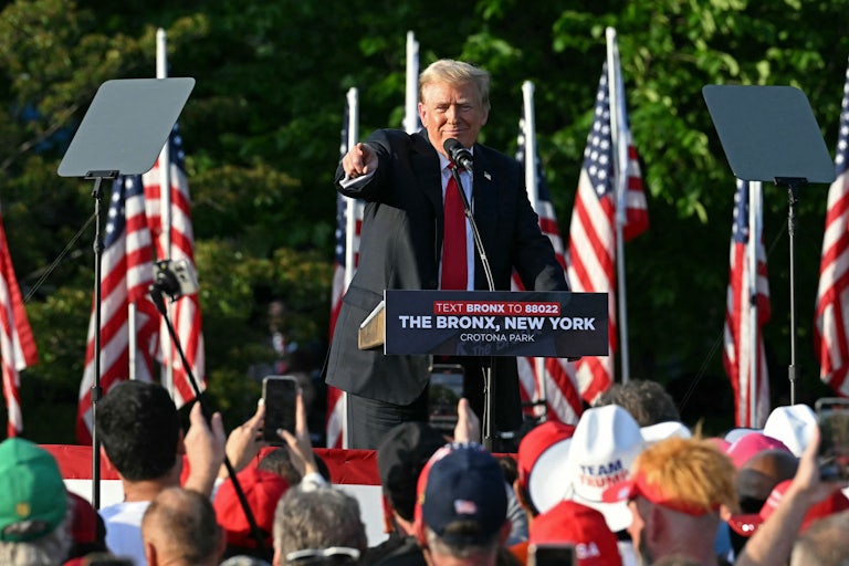 Trump at a campaign rally in the South Bronx in New York City