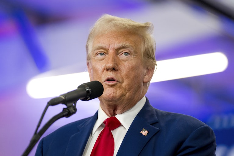 Donald Trump speaks at a campaign event