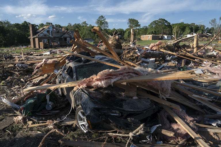 Wreckage from a tornado in London, Kentucky