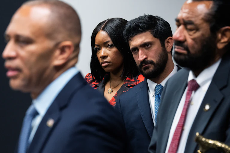 House Minority Leader Hakeem Jeffries and Reps. Jasmine Crockett, Greg Casar, and Al Green