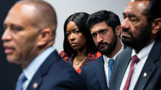 House Minority Leader Hakeem Jeffries and Reps. Jasmine Crockett, Greg Casar, and Al Green