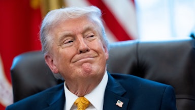 Donald Trump grins