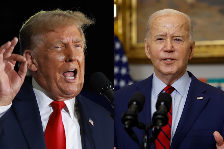 Trump and Biden splitscreen