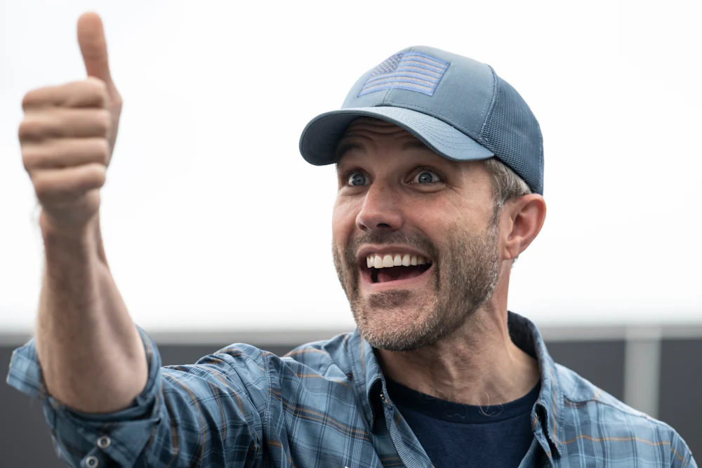 Seth Bodnar, an independent candidate for Senate in Montana, at a parade in Livingston