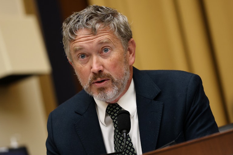Representative Thomas Massie speaks during a House committee hearing