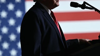 US President Donald Trump delivers remarks on the economy in Clive, Iowa.