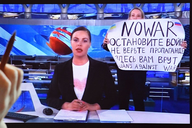 Russian Channel One "No War" protester