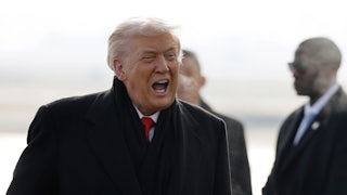 Donald Trump speaks loudly with open mouth