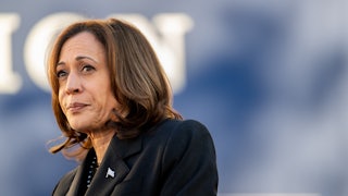 Harris at a campaign rally at South Carolina State University