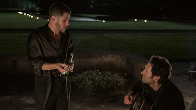 Nick Jonas as Danny and Paul Rudd as Rick in “Power Ballad”