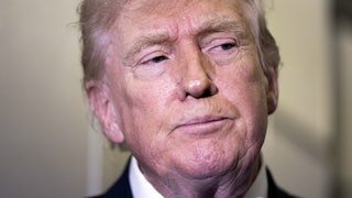 Donald Trump stands on Air Force One