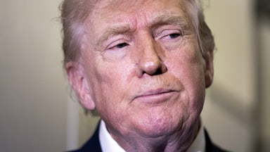 Donald Trump stands on Air Force One