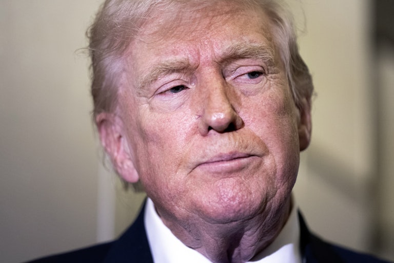 Donald Trump stands on Air Force One