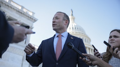 Rep. Josh Gottheimer speaks to reporters outside the U.S. Capitol Building.