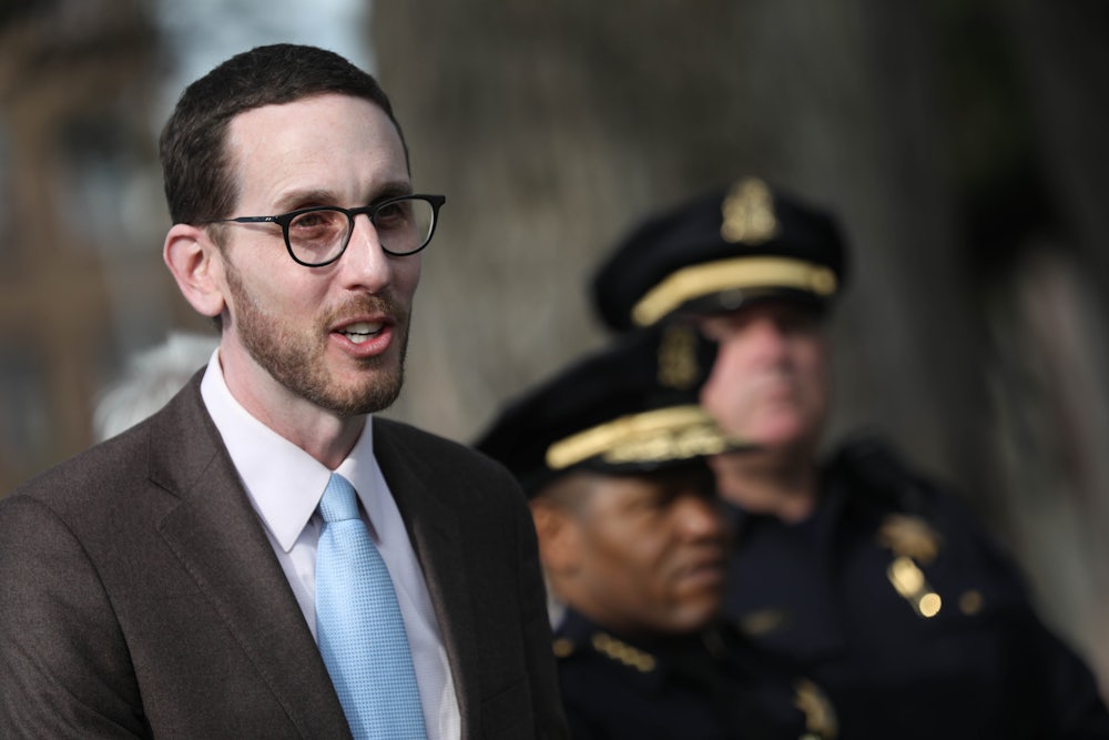 California State Senator Scott Weiner speaks during a press conference at Alamo Square Park.