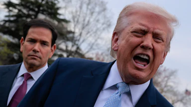 Donald Trump speaks vehemently with open mouth