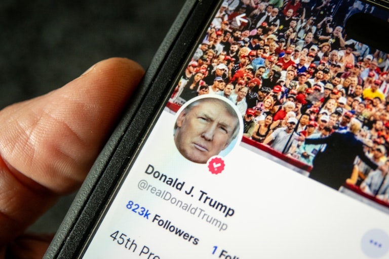Donald Trump's Truth Social account is seen on a phone screen