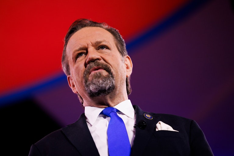 Sebastian Gorka stands onstage at CPAC