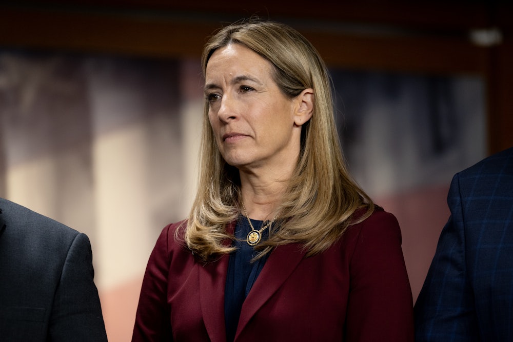 Mikie Sherrill stares ahead