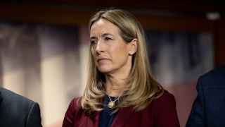 Mikie Sherrill stares ahead