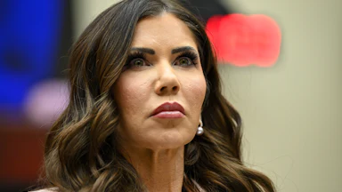 Kristi Noem sits in a Senate committee hearing