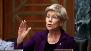 Senator Elizabeth Warren speaks in a congressional hearing.