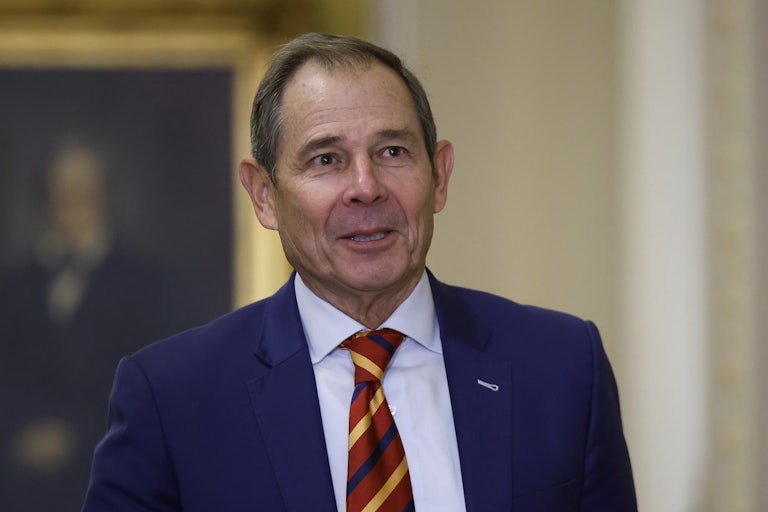Republican Senator John Curtis speaks during an interview.