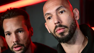 Andrew and Tristan Tate stare into the camera