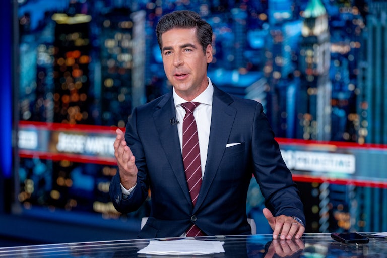 Jesse Watters speaks on the Fox News set