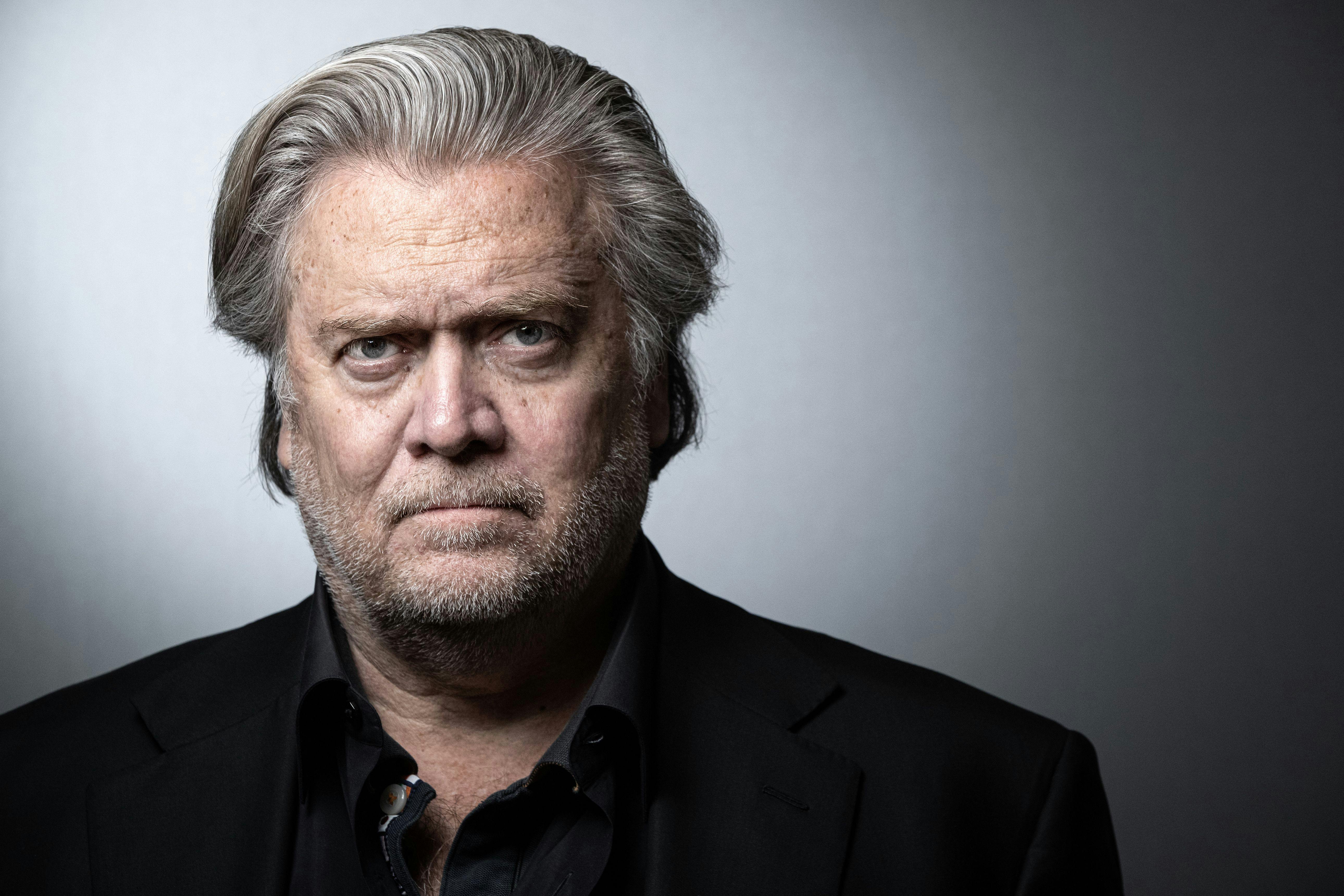 A close-up portrait for former Trump White House adviser Steve Bannon.