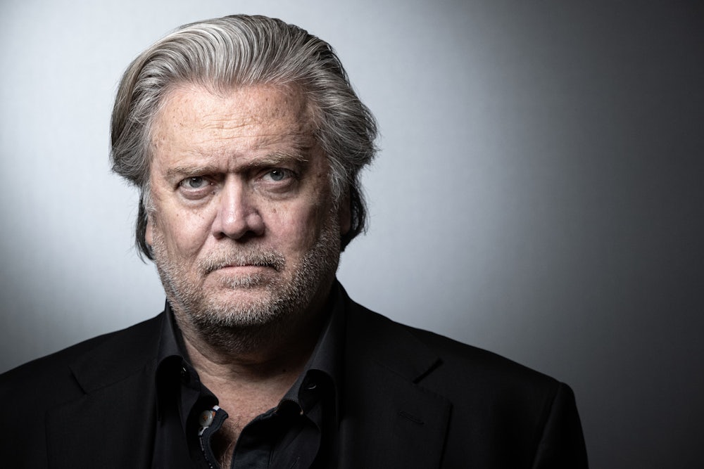 A close-up portrait for former Trump White House adviser Steve Bannon.