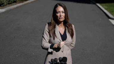 U.S. Agriculture Secretary Brooke Rollins speaks to members of the media outside of the White House on October 16, 2025 in Washington, DC.