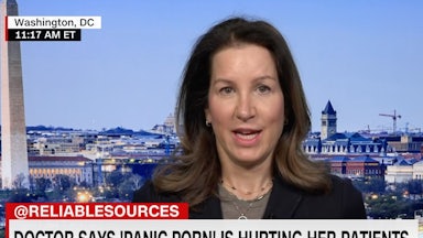 Dr. McBride appears. The chyron below reads, "doctor says 'panic porn' is hurting her patients."