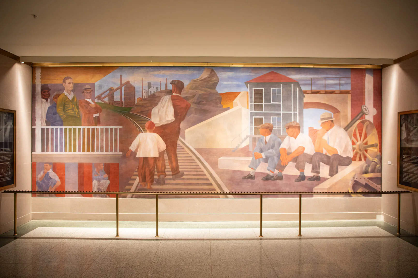 A New Deal-era mural inside the Wilbur J. Cohen Federal Building