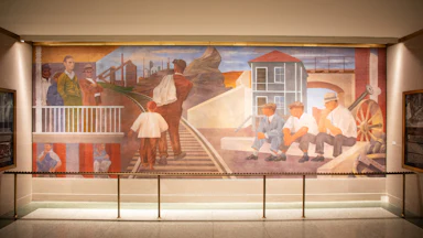 A New Deal-era mural inside the Wilbur J. Cohen Federal Building