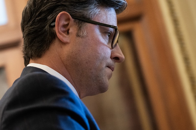 Mike Johnson is seen in profile