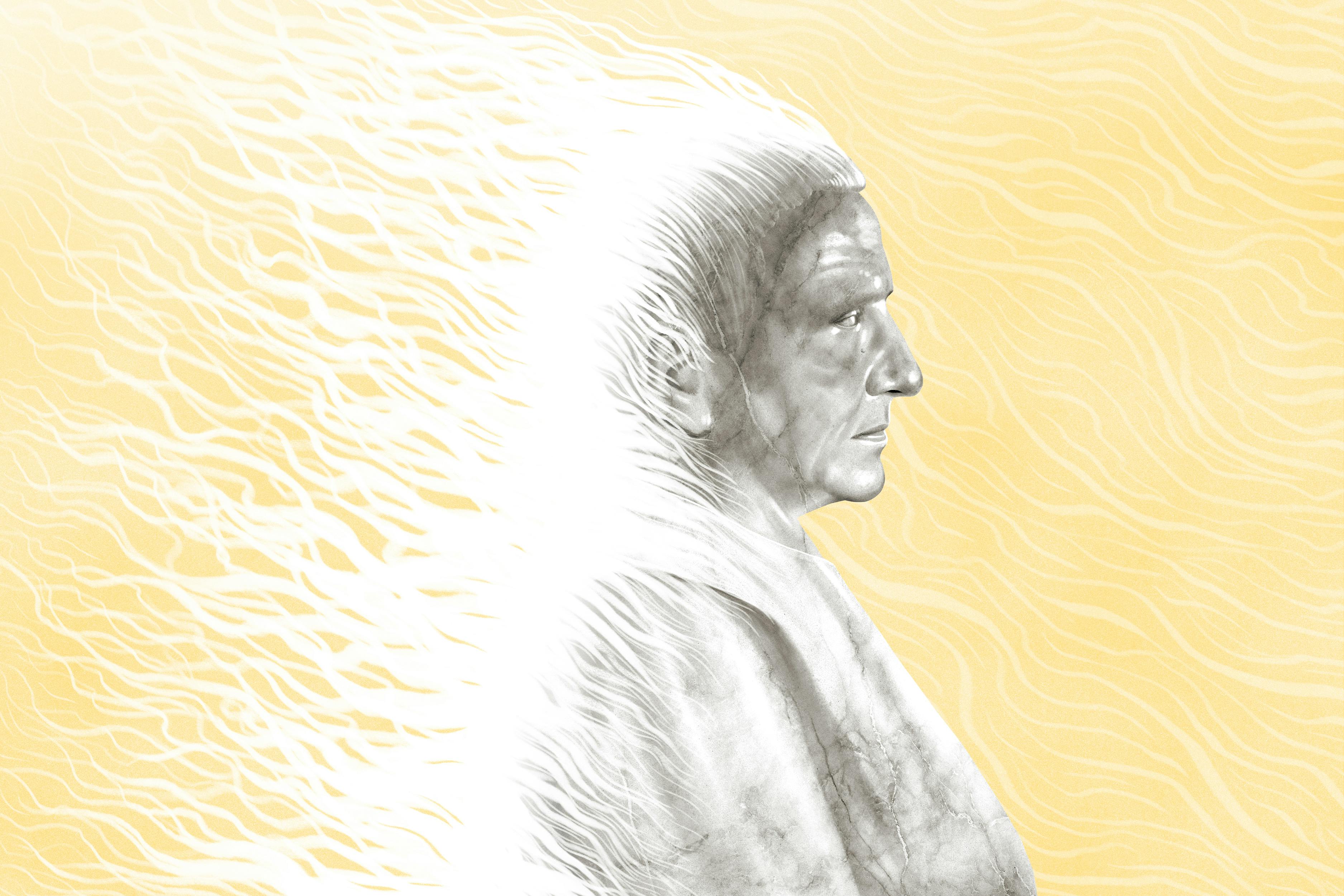 An illustration of Gertrude Stein drawn from a Carl Van Vechten photograph