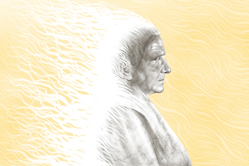 An illustration of Gertrude Stein drawn from a Carl Van Vechten photograph