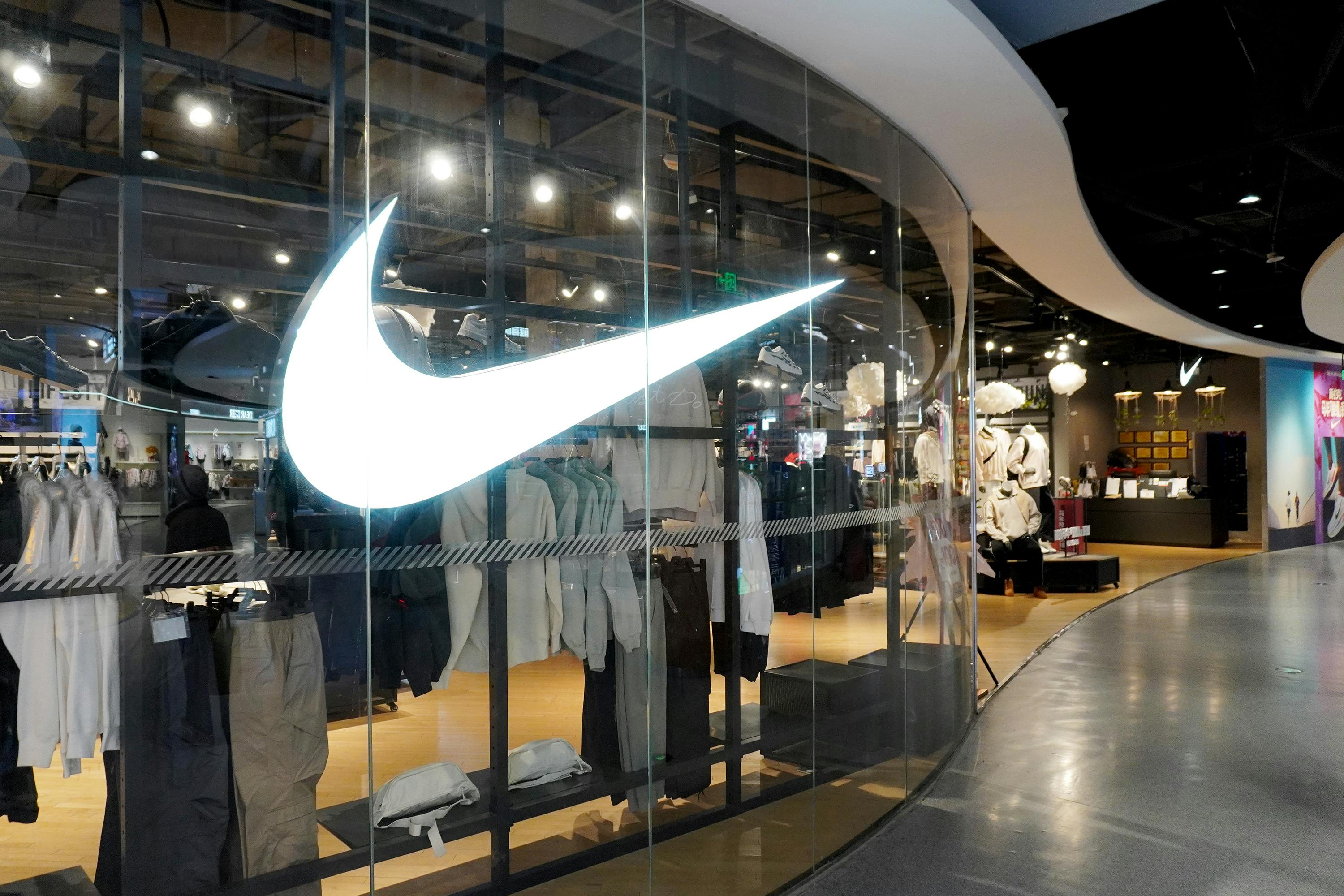 Nike store with the giant check logo