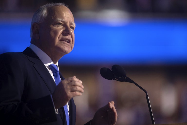 Democratic Vice Presidential candidate Minnesota Gov. Tim Walz before speaking during the third day of the Democratic National Convention at the United Center in Chicag