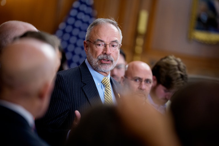 House Freedom Caucus Chair Andy Harris speaks to people in the Capitol