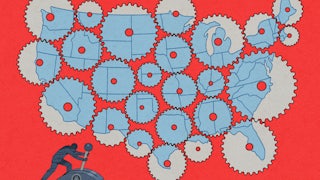 Illustration of gears in the shape of the United States