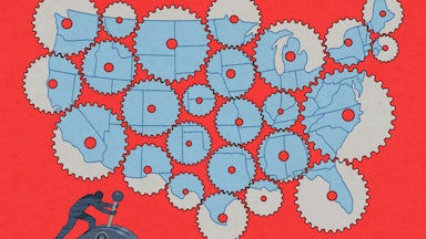 Illustration of gears in the shape of the United States
