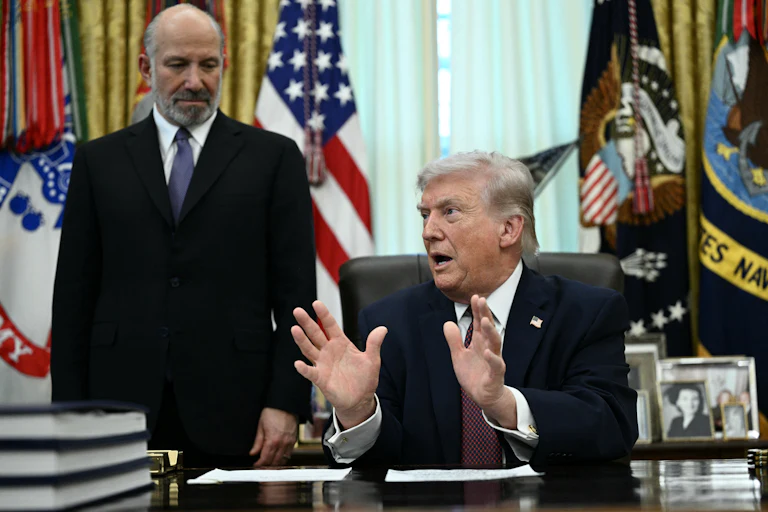 President Donald Trump and Commerce Secretary Howard Lutnick in the Oval Office of the White House