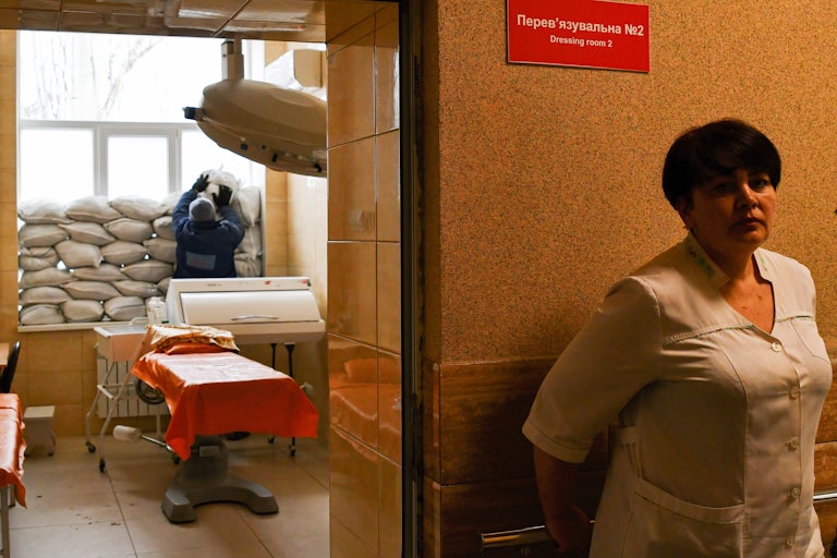 A nurse at a hospital in Kramatorsk, Ukraine