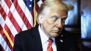 Donald Trump appears virtually at Manhattan criminal court in New York, US, on Friday, Jan. 10, 2025.