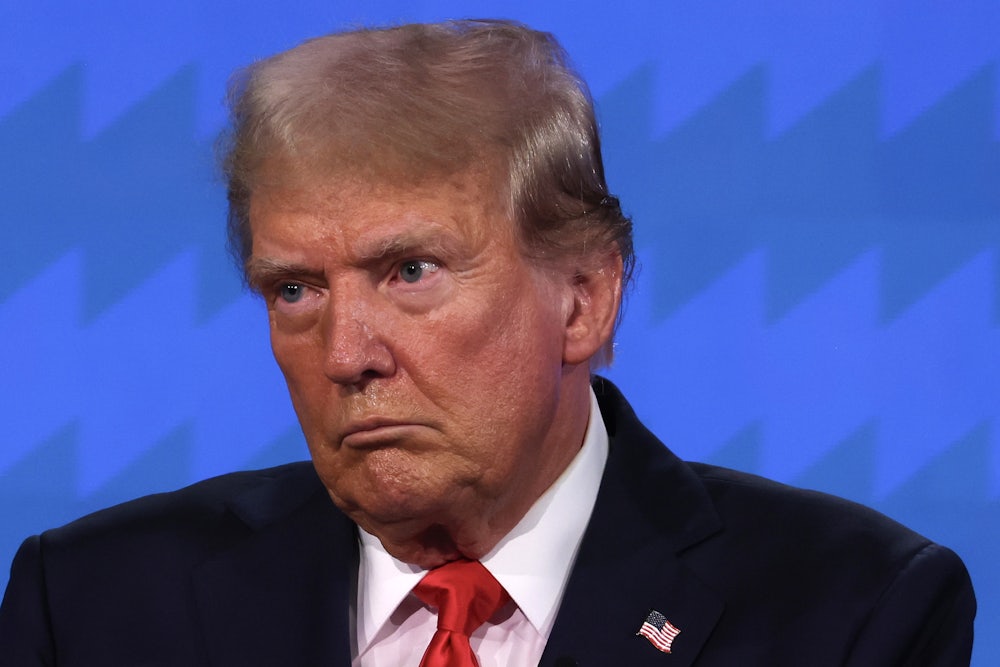 Donald Trump frowns angrily