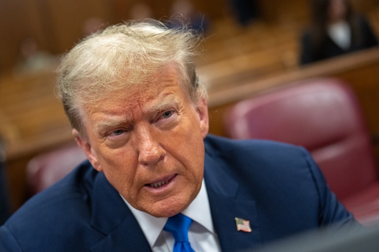Donald Trump looks up